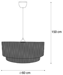 Lampada a sospensione Japandi nera con corda marrone 60cm - Smilla