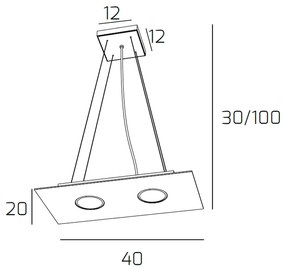 Sospensione Moderna Rettangolare Path Vetro Bianco 2 Luci Gx53