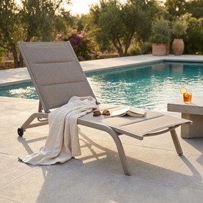 FELES - lettino da giardino impilabile in alluminio e textilene imbottito