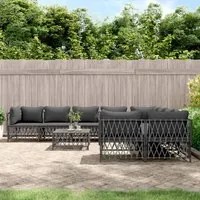 Set Divani da Giardino 9 pz con Cuscini Antracite in Acciaiocod mxl 100571