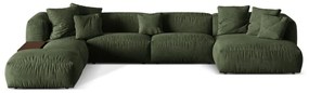 Divano angolare componibile verde (con penisola a sinistra/a U) con rivestimento in velluto Martina – Micadoni