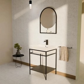 Specchio con illuminazione integrata bagno tondo COLAVENE L 85 x H 65 x P 7 cm nero