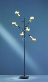 Cross piantana 3 braccia orientabili 6 luci nero opaco e oro h. 165cm