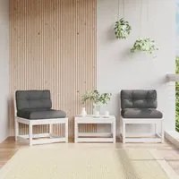 Divani Giardino con Cuscini 2pz Legno Massello di Pino Biancocod mxl 113746