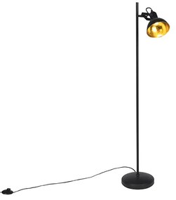 Lampada da terra industriale nera con oro 1 luce - Tommy