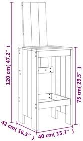 Set Bar da Giardino 5 pz Nero in Legno Massello di Pino