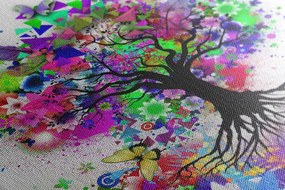 Quadro su tela – Albero fiorito pieno di colori
