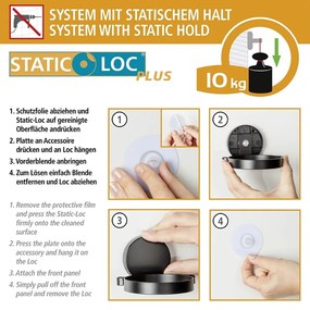 Porta asciugamani a parete Static-Loc® Plus nero Pavia - Wenko