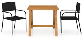 Set Mobili Da Pranzo Per Giardino 3 Pz Nero /