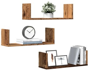 Mensole Da Parete 3pz Legno Antico 58x18x18 Cm İn Truciolato /