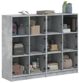 Libreria ante grigio cemento 136x37x109 cm in legno multistrato