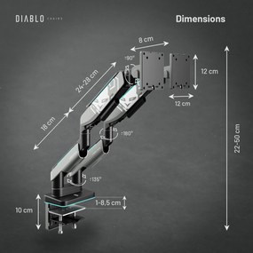 Supporto Doppio per Monitor da 49 Pollici Grigio e Nero RGB X-Arm Dual