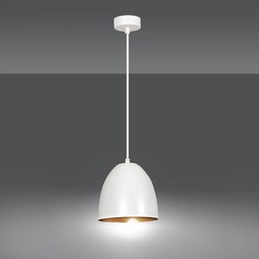 Sospensione 1 Luce Reartù In Acciaio Bianco A Cupola Nero E Oro
