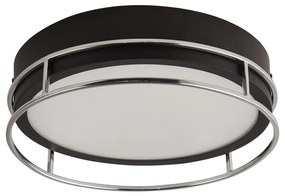 Plafoniera Contemporanea Fenice Acciaio Nero E Cromo Vetro 2 Luci E14 30Cm