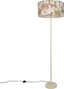 Lampada da terra Japandi beige con paralume stampa animale multicolore 50cm - Simplo