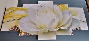 Quadri 5 pezzi – Rose lussuose con astrazione