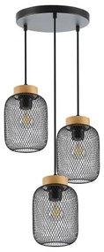 Brilagi - Lampada a sospensione con cavo BASKLITE 3xE27/15W/230V legno di caucciù/nero