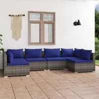 Set Divani da Giardino 6 pz con Cuscini in Polyrattan Grigio 3101878