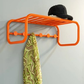 Attaccapanni da parete arancione in metallo con scaffale 72 cm Retro – Spinder Design