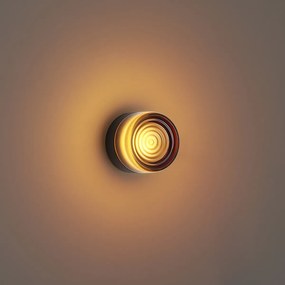 Lampada da parete di design bronzo scuro con vetro ambrato IP44 - Michele