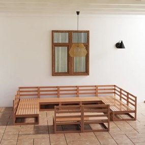 Set divani da giardino 11 pz in legno massello di pino