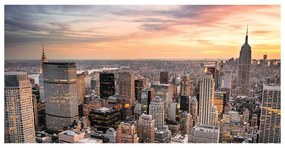 Stampa su tela Panorama tramonto New York, multicolore 120 x 60 cm