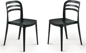 Sedia da giardino in polipropilene impilabile - DJANGO NERO 2 pezzi