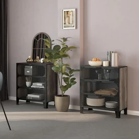 Armadi portaoggetti 2 pz grigi 72x36x82 cm metallo e mdf