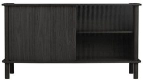 Vetrina nera in rovere massiccio con ante scorrevoli 135x73,5x48 cm Italic – UMAGE