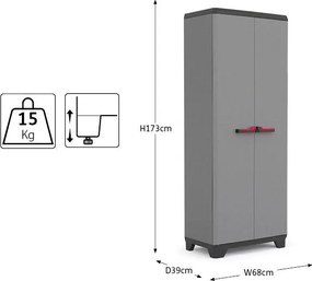 Armadio da Esterno 3 Ripiani 68x39x173H cm in Plastica Keter Stilo Alto Grigio...
