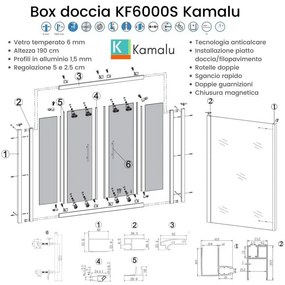 Kamalu - cabina doccia 70x220 cm scorrevole vetro satinato e laterale fisso | kf6000s
