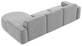 Divano angolare grigio chiaro (con penisola a destra/con chaise lounge) con rivestimento in ciniglia Omao – Makamii