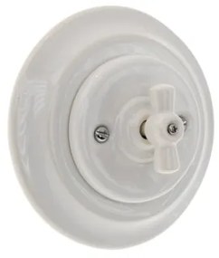 Bohemia-Design - Interruttore rotativo retrò in porcellana con cornice n. 7 bianco
