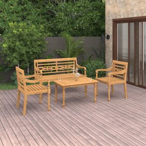 Set divani da giardino 4 pz in legno massello di teak