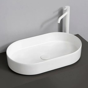 Lavabo da appoggio ovale 60 in ceramica bianco lucido Epsilon
