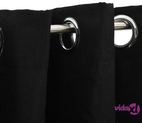vidaXL Tende Oscuranti Effetto Lino con Occhielli 2 pz 140x175 cm Nere