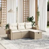 Set Divano da Giardino 4 pz con Cuscini Beige in Polyrattan 3263754