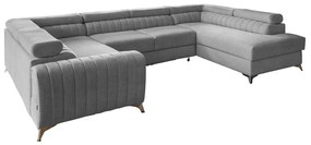 Divano angolare grigio chiaro allungabile/con contenitore (con penisola a destra/a U) Louis – ELTAP