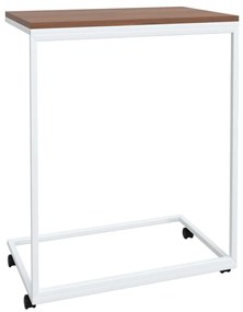Tavolino con ruote bianco 55x35x70 cm in legno multistrato