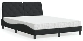Letto Con Materasso Nero 140x200 Cm İn Velluto /