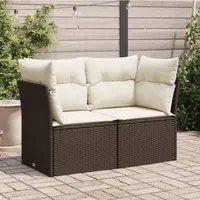 Divano da Giardino a 2 Posti con Cuscini in Polyrattan Marronecod mxl 87737