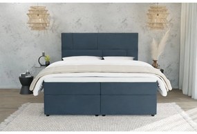 Letto boxspring blu scuro con contenitore 180x200 cm Lola - Ropez