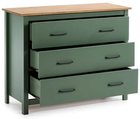 Cassettiera bassa in legno di pino di colore verde-naturale 100x80 cm Miranda - Marckeric