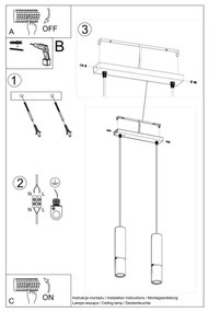 Sollux SL.0941 - Lampadario a sospensione con filo LOOPEZ 2xGU10/10W/230V nero/cromo
