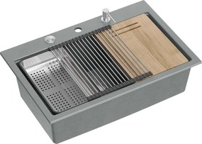 Lavello in granito MARC  110 WORKSTATION Grey  Metallic