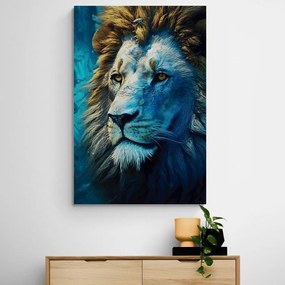 Quadro su tela – Leone blu-oro