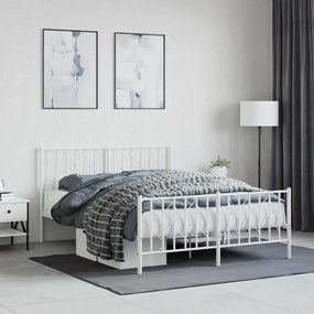 Giroletto Con Testiera E Pediera Metallo Bianco 140x190 Cm /