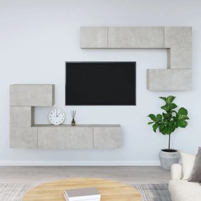Mobile porta tv a parete grigio cemento in legno multistrato