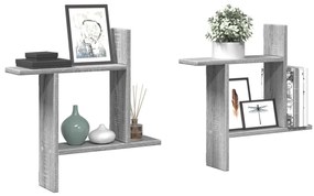 Mensole A Parete 2pz Grigio Sonoma 50x12x50 Cm İn Truciolato /