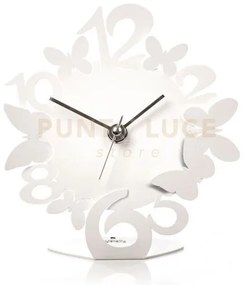 Orologio sciame farfalline bianco in ferro 14x15cmh